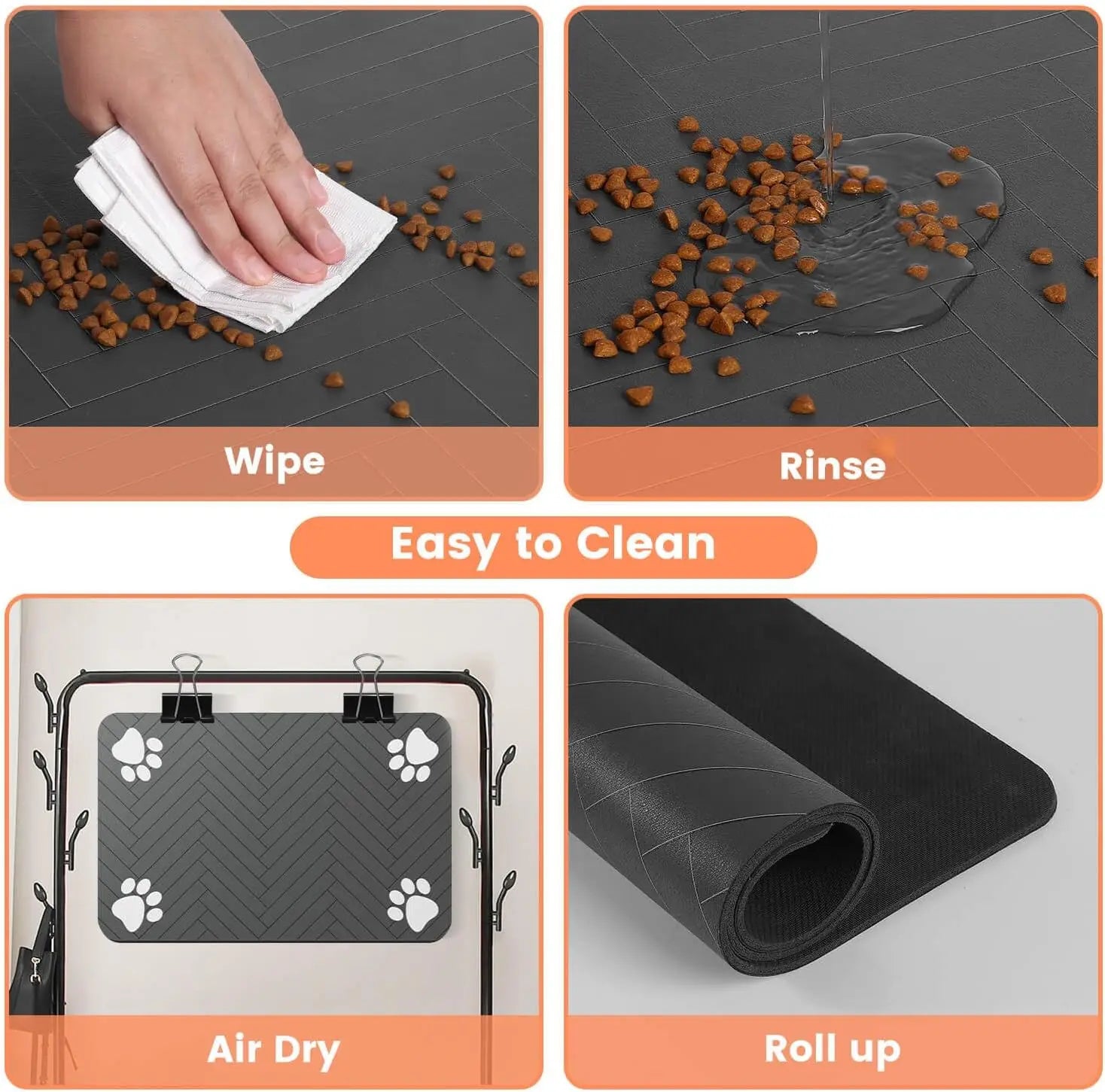 CleanPaws Pet Feeding Mat 🐾 | Waterproof & Quick-Dry for Dogs & Cats